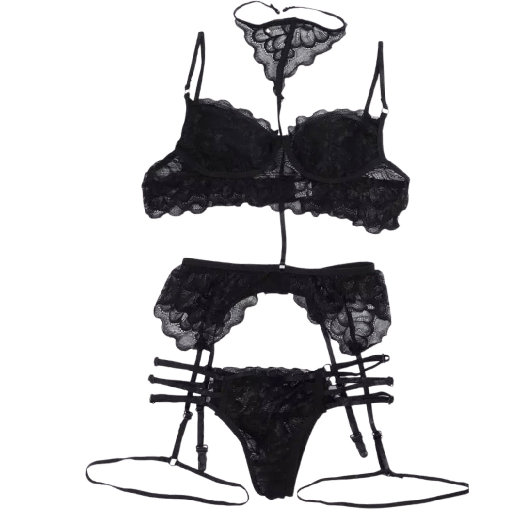 Black Berry 3 Piece Lingerie Set