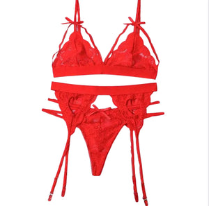 Run Me Red 3 Piece Lingerie Set