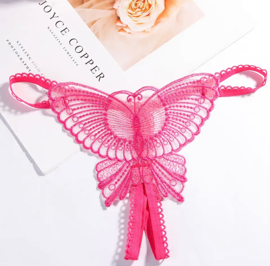 Open Crotch Pink Butterfly