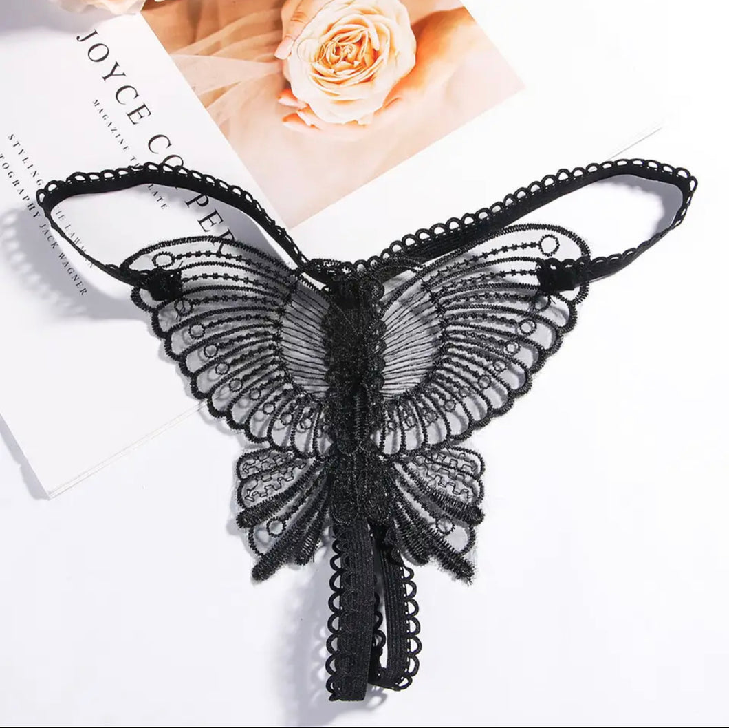 Open Crotch Black Butterfly